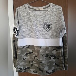 Chance or Fate Long Sleeve Camouflage Shirt - Gray and Green